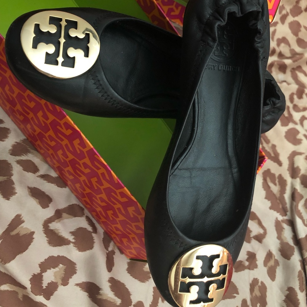 Tory Burch black/gold ballet flats